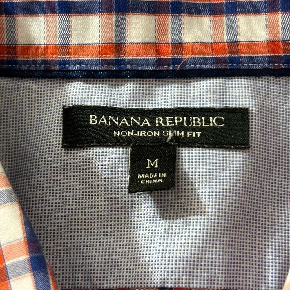 Banana Republic Non-Iron Slim Fit Button Down Shirt Men's Sz Med Holiday Orange
